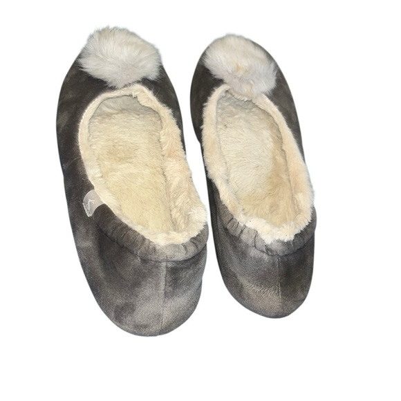 Joules gray Pom Pom slippers cozy soft large L like new - Picture 4 of 5